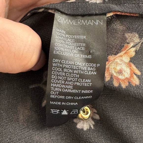 Zimmermann Sheer Floral Lace Blouse Black  Printed Top Size XS / 0 - Picture 9 of 10